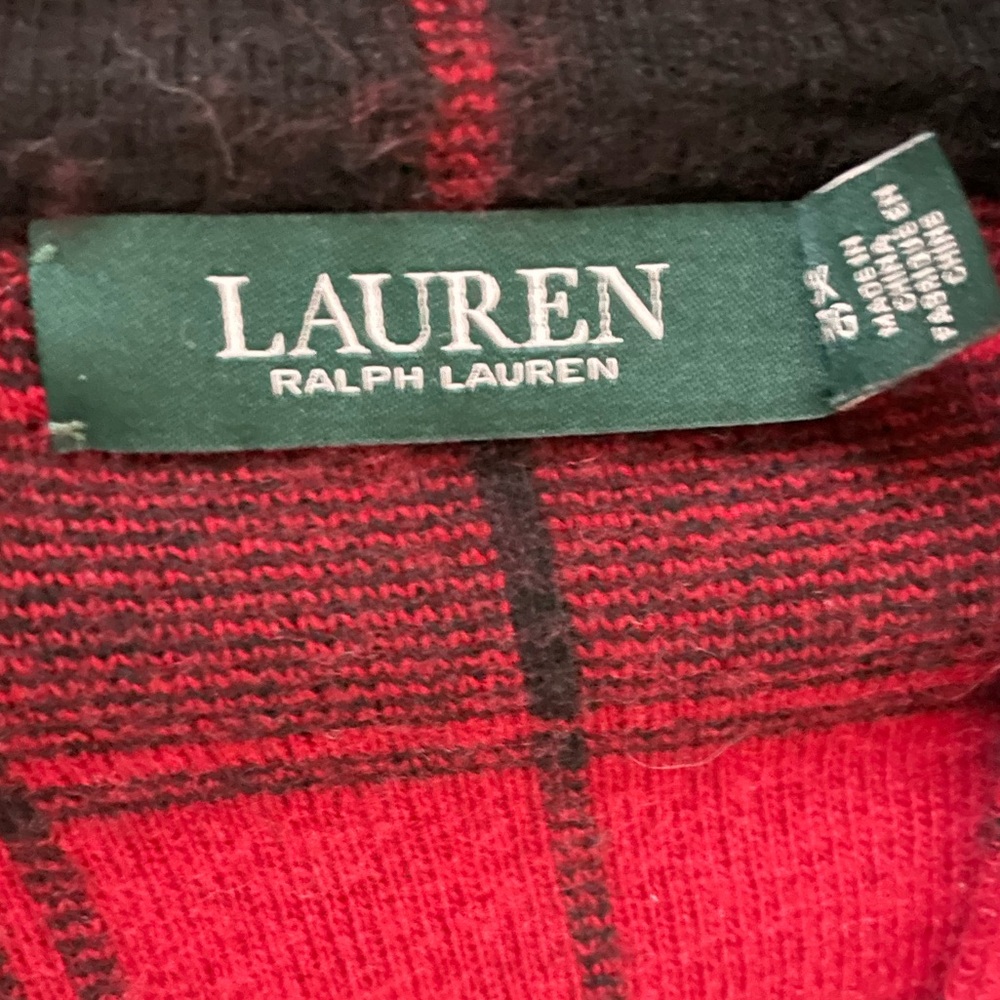 Ralph Lauren Red and Black Plaid Cashmere Cardigan - Picture 4 of 9